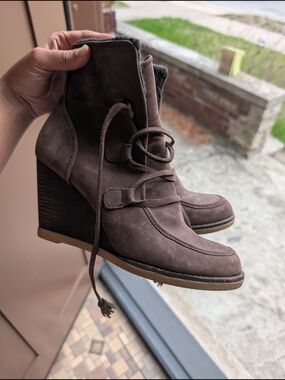 Women’s Brown Suede Wedge Ankle Boots - Classic Comfort